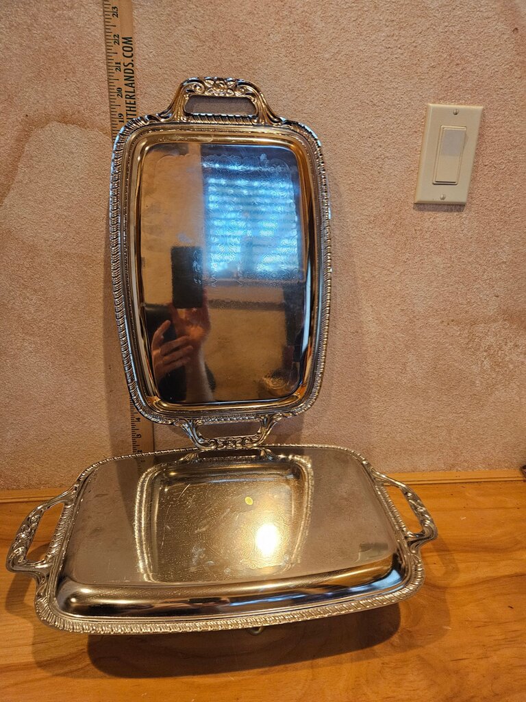 Vintage Silver Plated Serving Tray Set