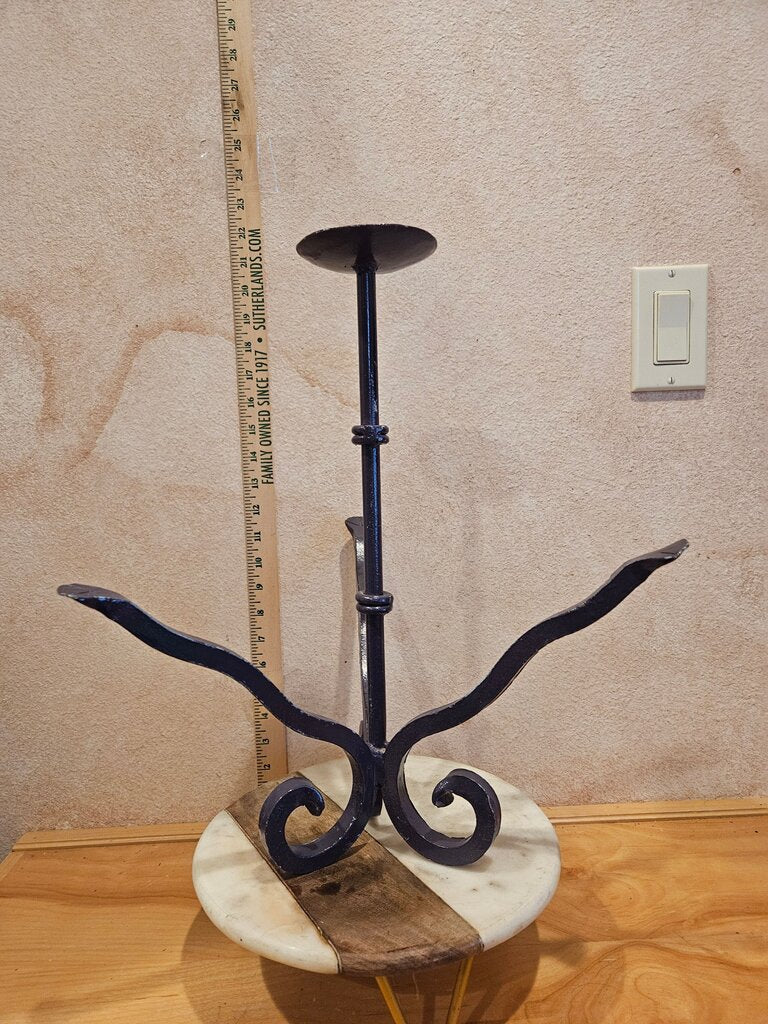Vintage Brutalist Sculptural Candle Handmade Wrought Iron Candelabra Bottle Holder