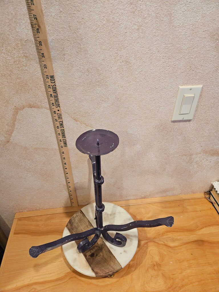 Vintage Brutalist Sculptural Candle Handmade Wrought Iron Candelabra Bottle Holder