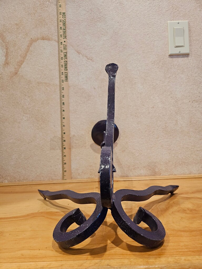 Vintage Brutalist Sculptural Candle Handmade Wrought Iron Candelabra Bottle Holder