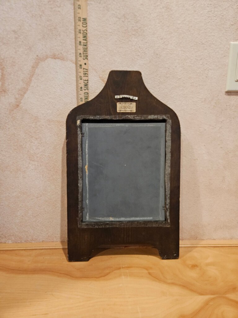 Antique / Vintage Rustic Wooden Oak Wall Hat / makeup checker Mirror Entry away Decor