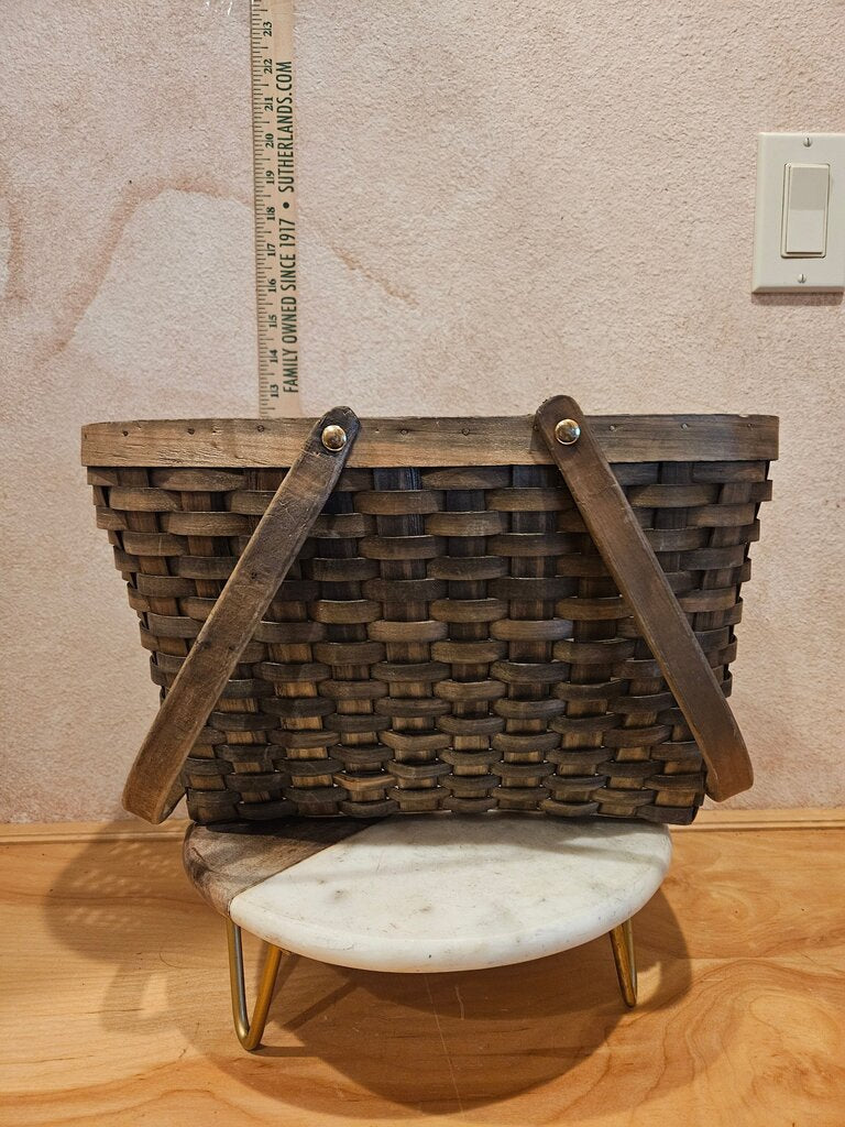 Vintage Primitive Handled Picnic / gather basket Rustic farmhouse vignette display / organizer / storage