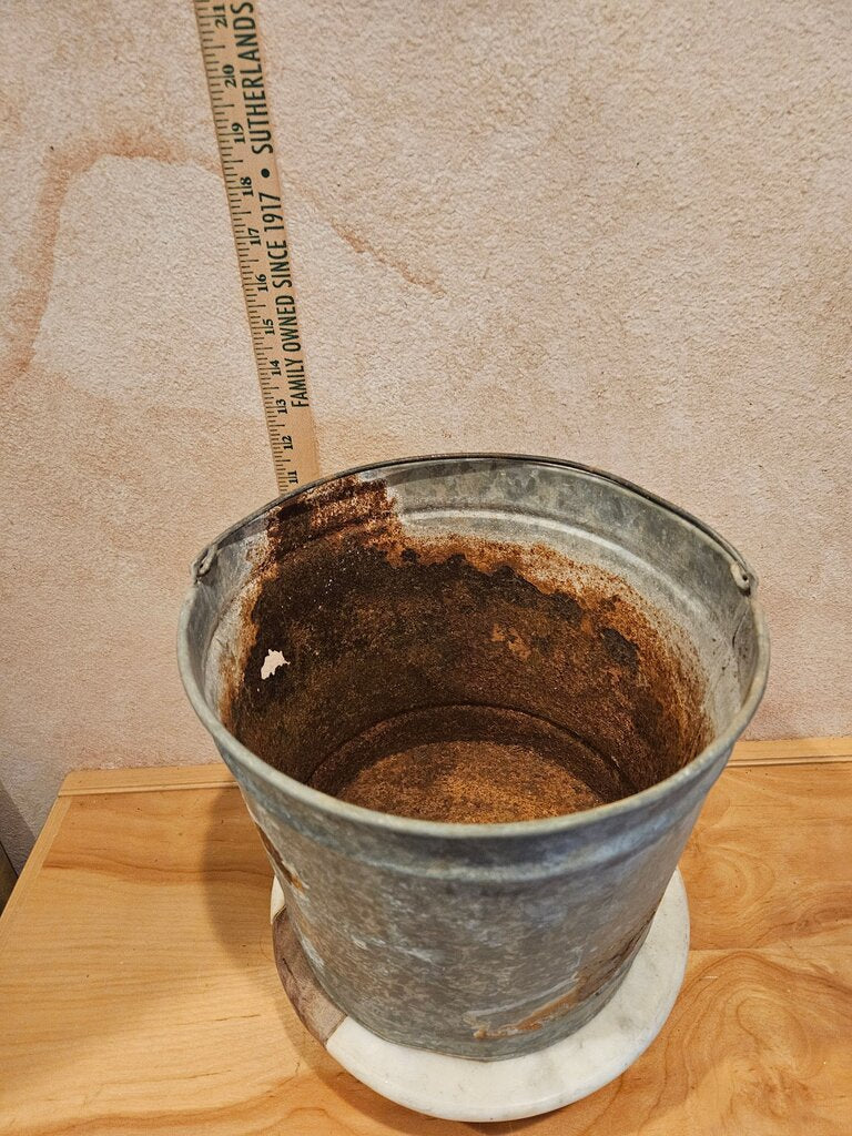 Vintage Rustic Galvanized Metal Handled Milk Bucket Maple Syrup Collector, Planter, Plants, Flowers Farmhouse Display