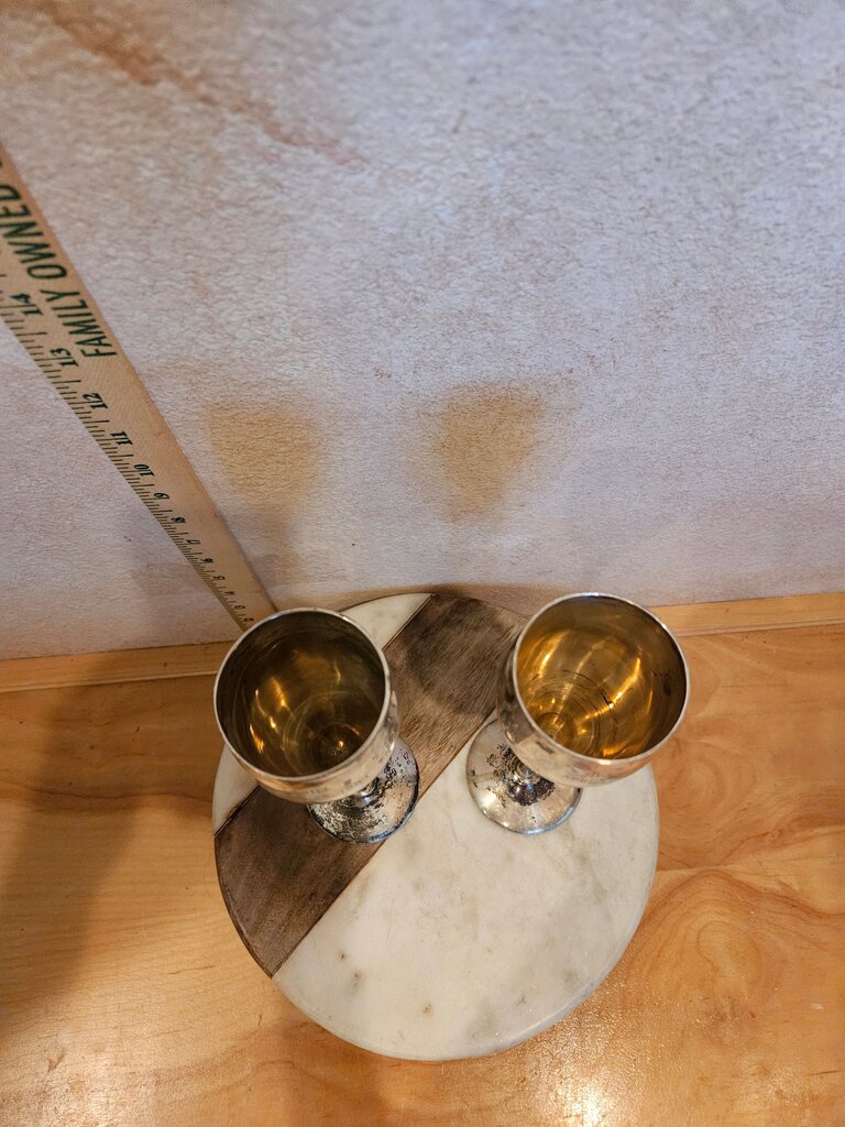 Vintage Natural Patinaed International Silver Co. Silver Plated Champagne Flute Goblets
