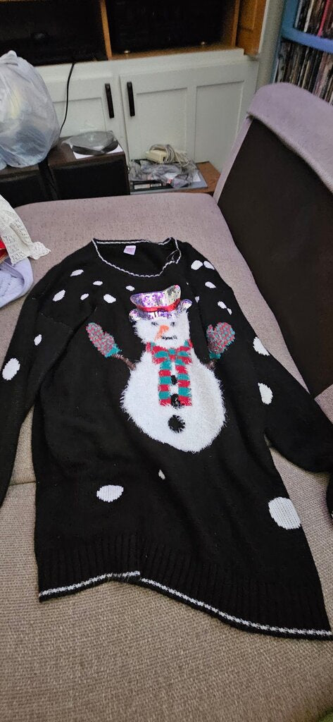 Holiday Time Black Snowman Sweater