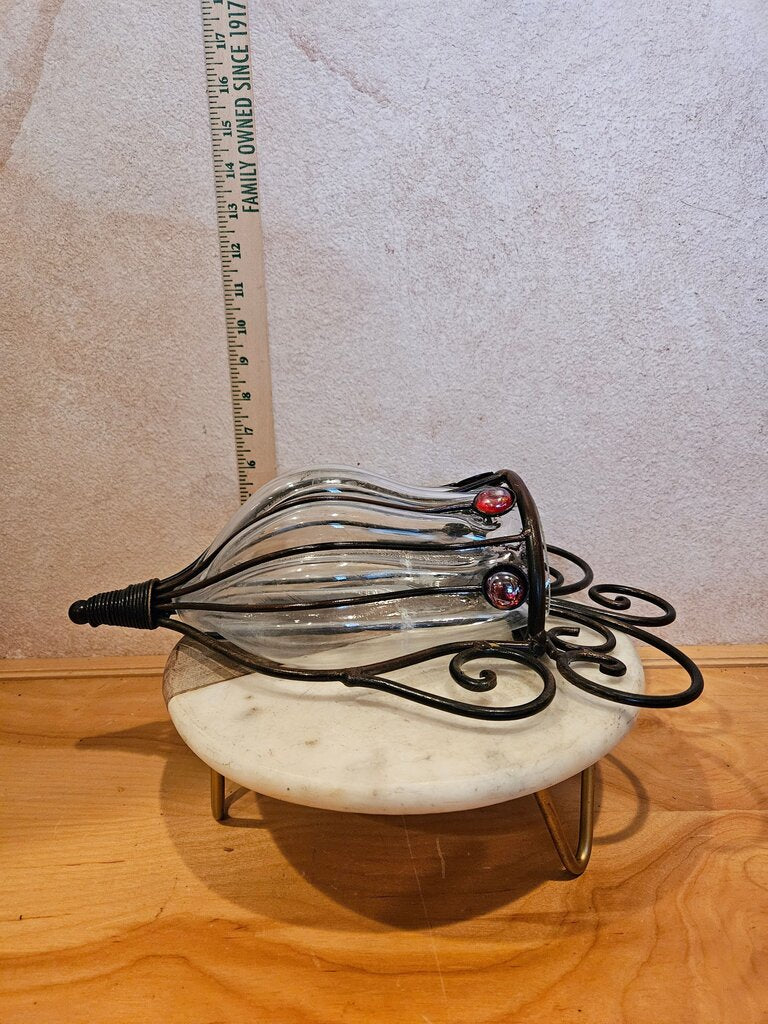 Vintage Hollywood Regency Elegant Wrought Iron Hanging Caged Glass Wall Pocket Vase Home & Garden flower Pot