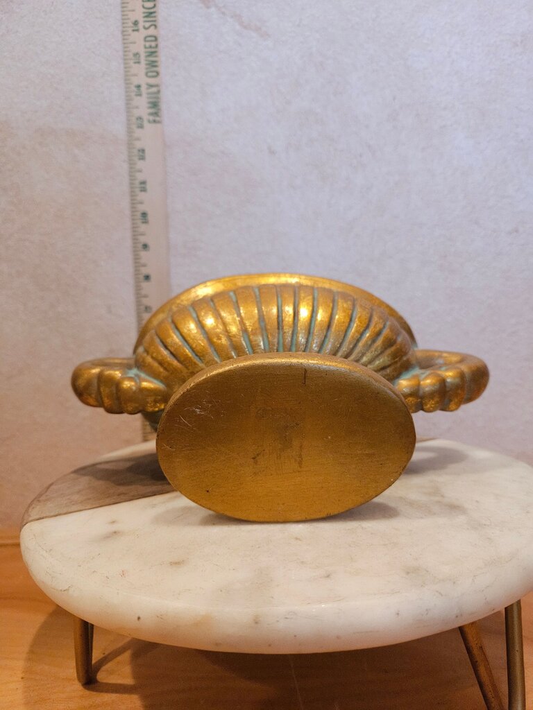 Hollywood Regency Vintage Gilded Oval Urn, Gilt Oval Footed Planter, Garden Re-purpose Sophisticated Centerpiece / Planter