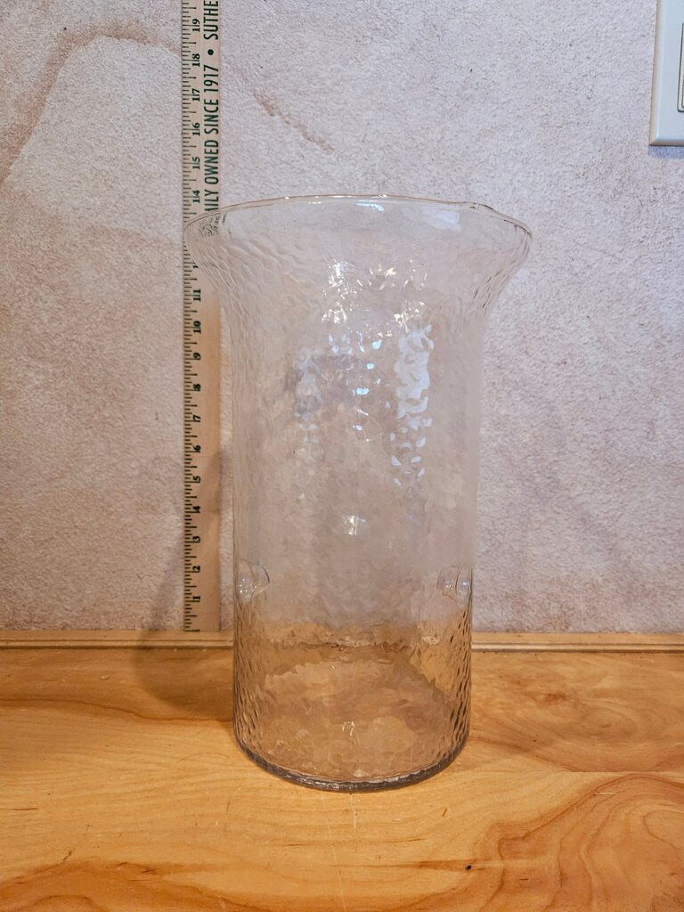 Vintage Handblown Fluted Clear textured Glass Candle Holder Riser / Vase / wine bottle Display server