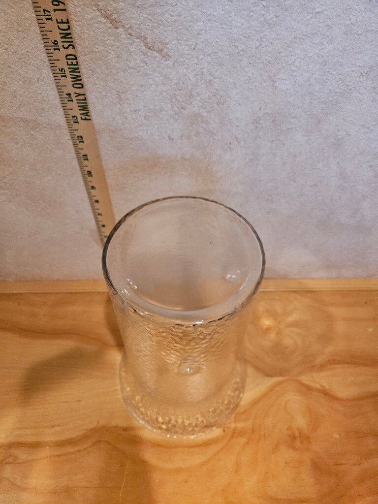 Vintage Handblown Fluted Clear textured Glass Candle Holder Riser / Vase / wine bottle Display server