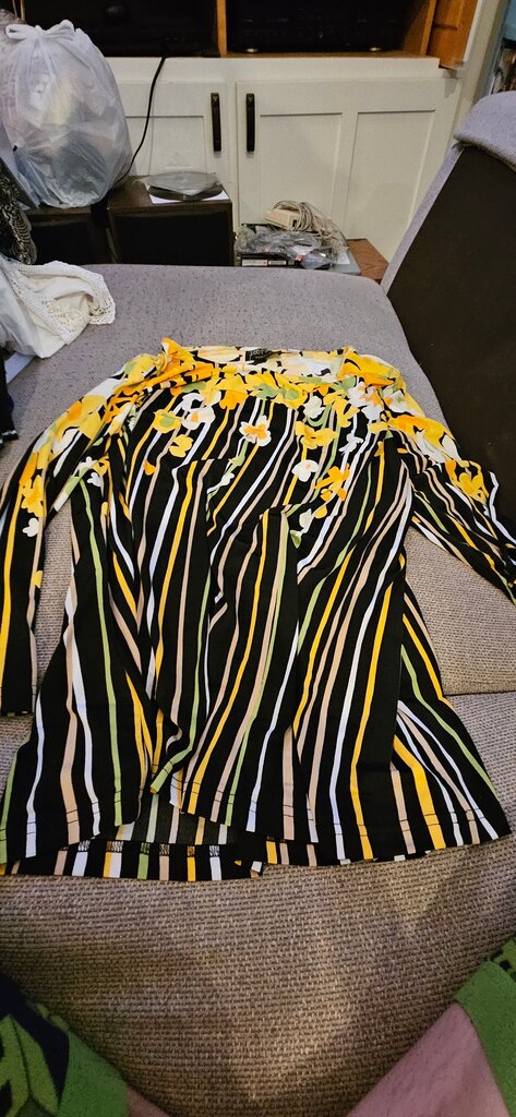 Bob Mackie Wearable Art Floral Striped Top