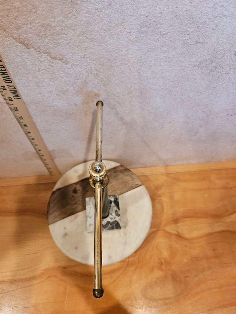 Vintage Hollywood Regency Metal & Marble T-Bar Jewelry Stand, Towel Holder Display | Neoclassical Vanity kitchen Barware Display