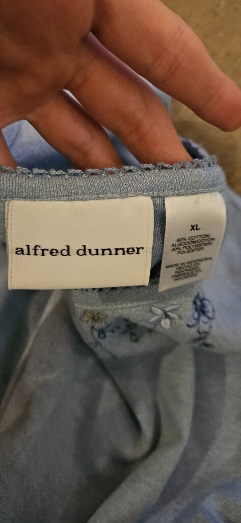 Alfred Dunner Blue Embroidered Tee