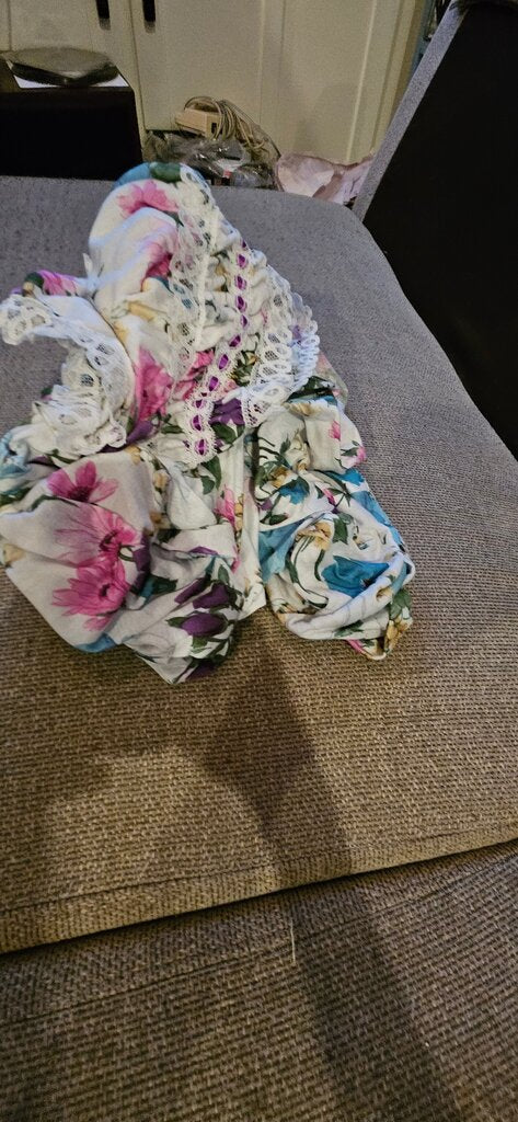 Floral Print Maxi Dress with Lace Details