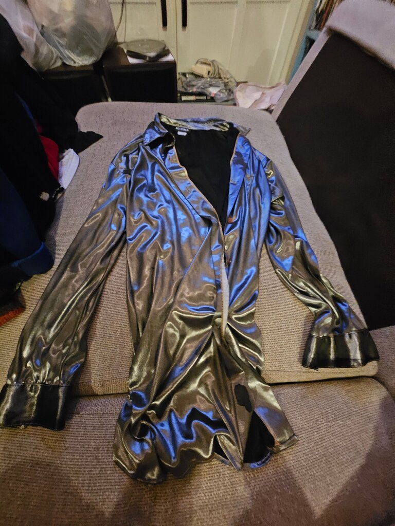 Erena Metallic Silver Long Sleeve Shirt