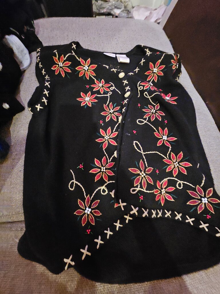 Embroidered Black Vest by Bobbie Brooks