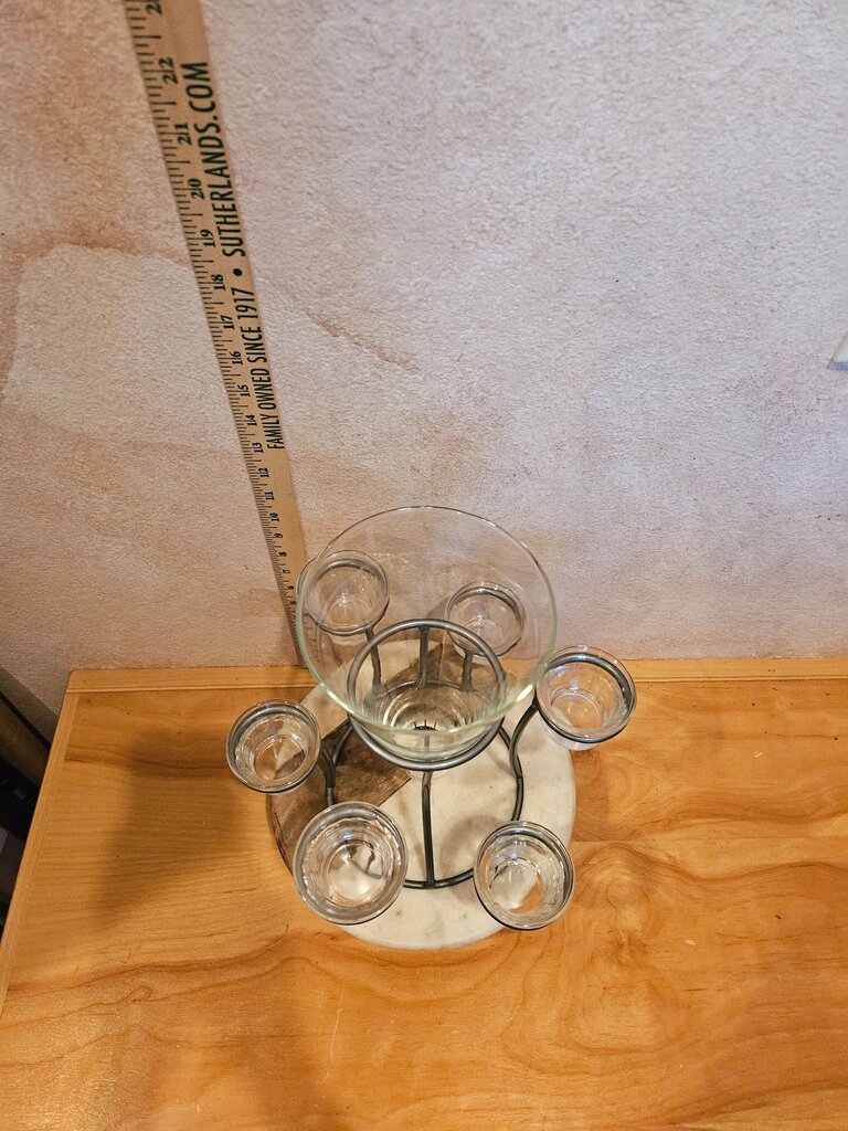 Tealight & Votive Holder w/Vase Centerpiece Elegant Glass & Metal Candle Flower Holder