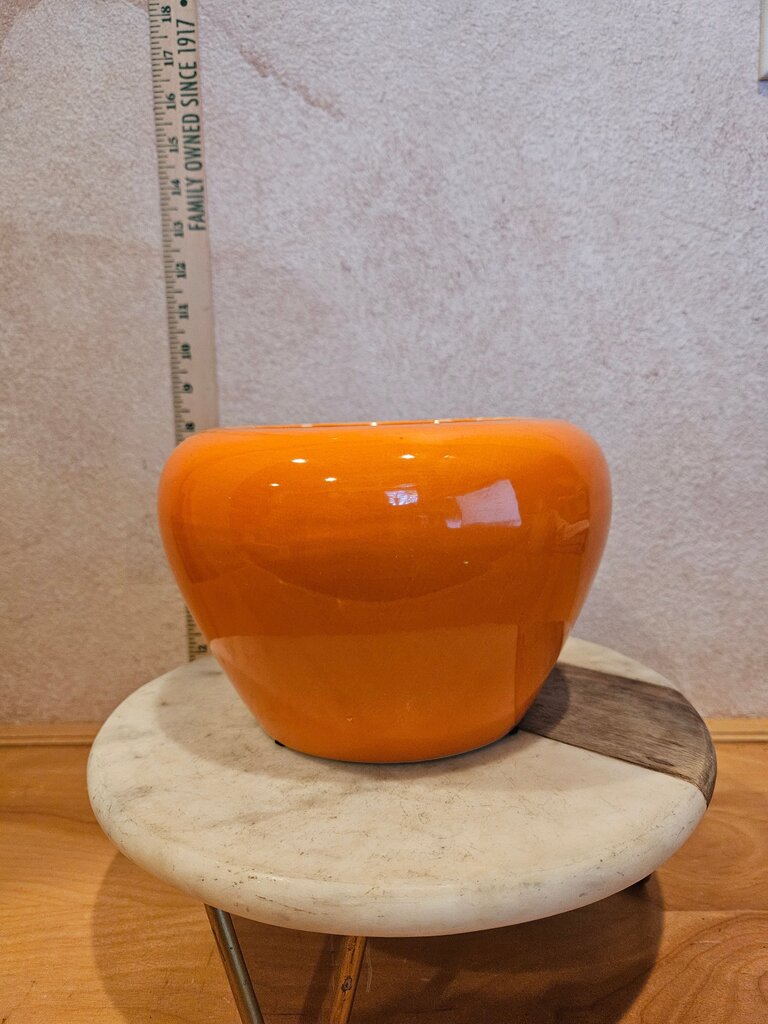 Self watering planter/African Violet Globe flower Pot Bright Orange Decorative Garden Display