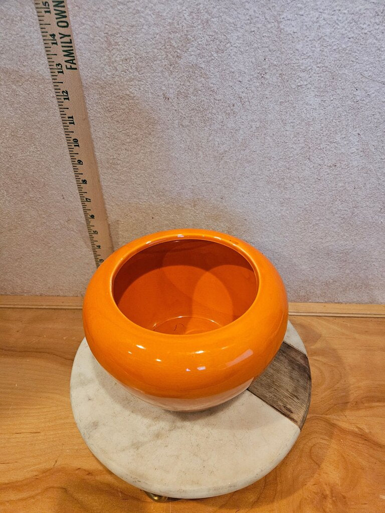 Self watering planter/African Violet Globe flower Pot Bright Orange Decorative Garden Display