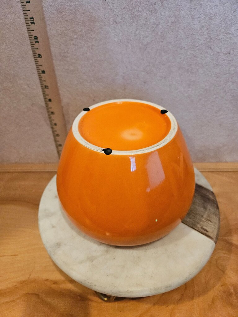 Self watering planter/African Violet Globe flower Pot Bright Orange Decorative Garden Display