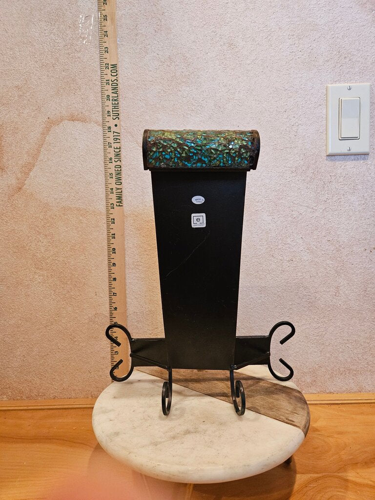 Unique hard to find Decorative Crushed Glass & Iron Type Metal & Mosaic Tiffany Style book stand, Letter Holder, book display, cookbook riser
