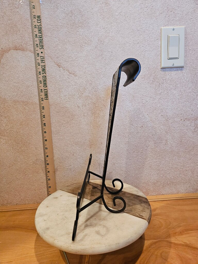 Unique hard to find Decorative Crushed Glass & Iron Type Metal & Mosaic Tiffany Style book stand, Letter Holder, book display, cookbook riser