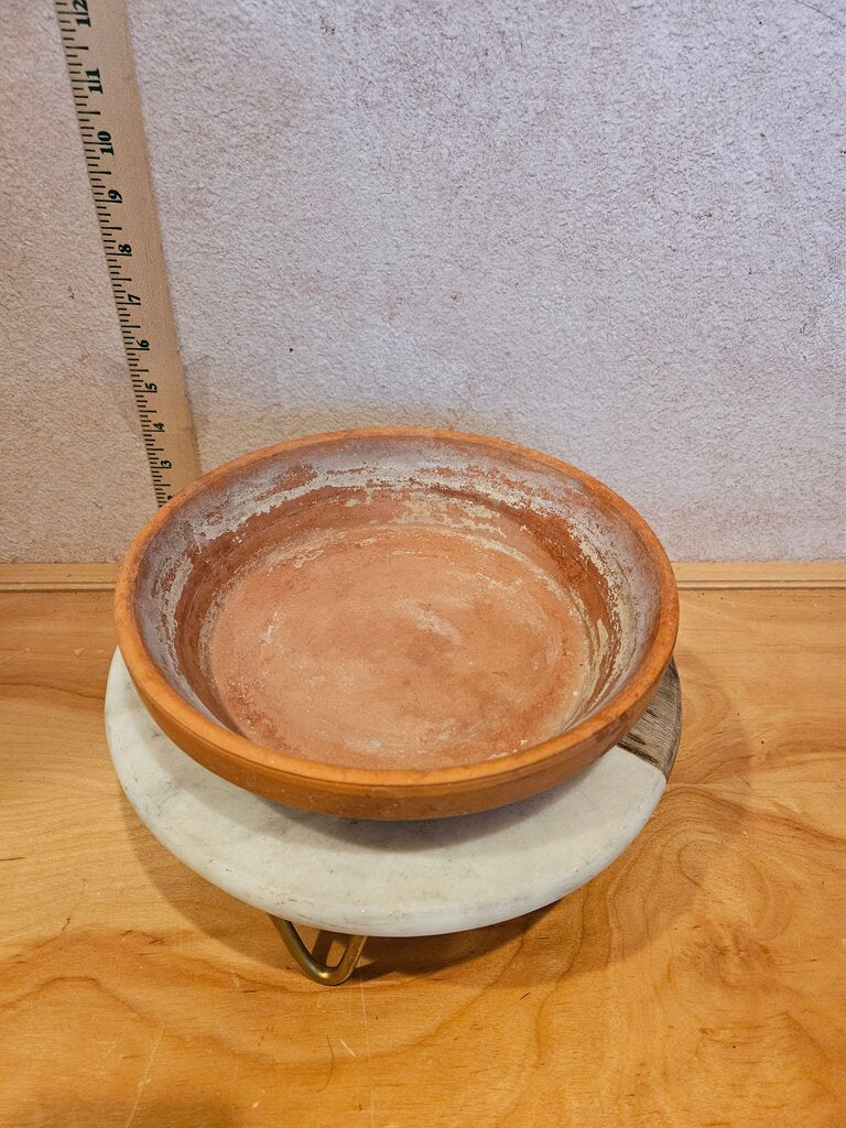 vintage terracotta clay plant saucer Terracotta Bowl shallow cactus garden display, fairy vignette base, cloche riser