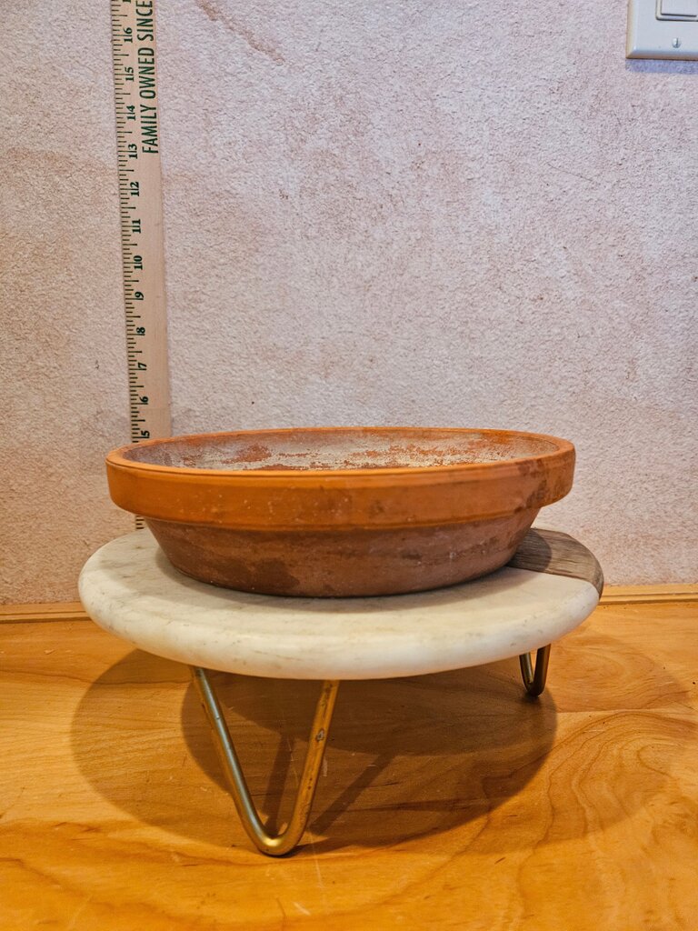 vintage terracotta clay plant saucer Terracotta Bowl shallow cactus garden display, fairy vignette base, cloche riser