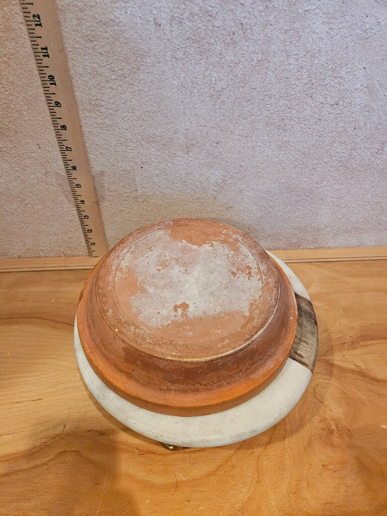 vintage terracotta clay plant saucer Terracotta Bowl shallow cactus garden display, fairy vignette base, cloche riser