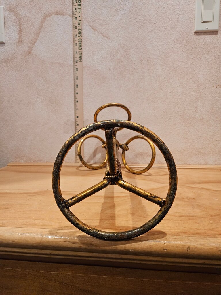 Vintage Mid 20th Century MCM Italian Gilt Three Ring Metal Gilded Hollywood Regency Towel Holder Art Deco