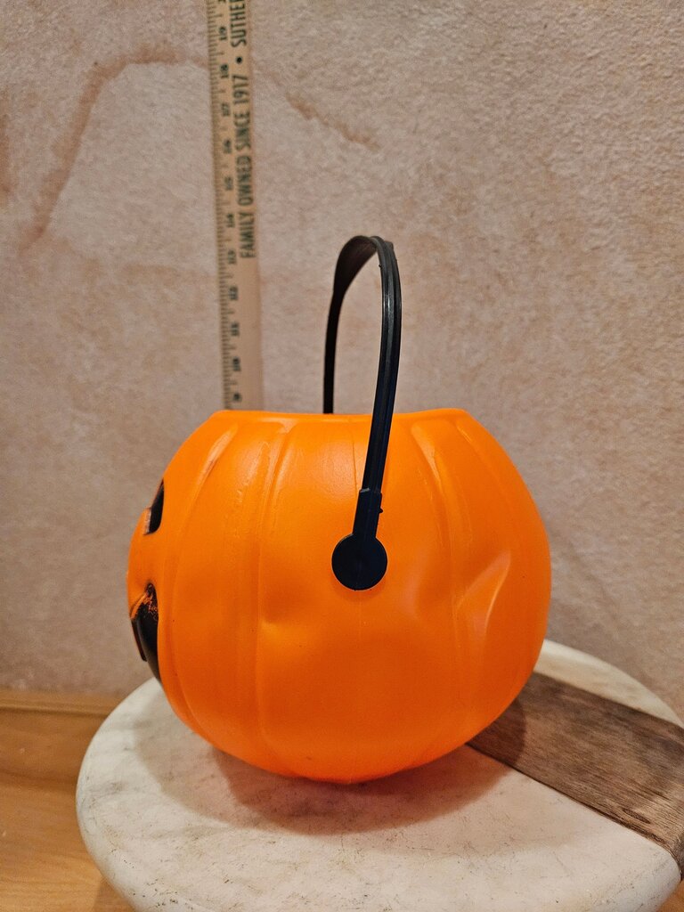 Vintage Halloween Pumpkin Treat Bucket Blow Mold Smaller