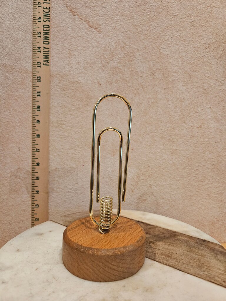 MCM Walnut Pen Holder Brass Paperclip Note Holder Mid Century Office Quality Heirloom Wood Gold Paper Clip Pen Holder