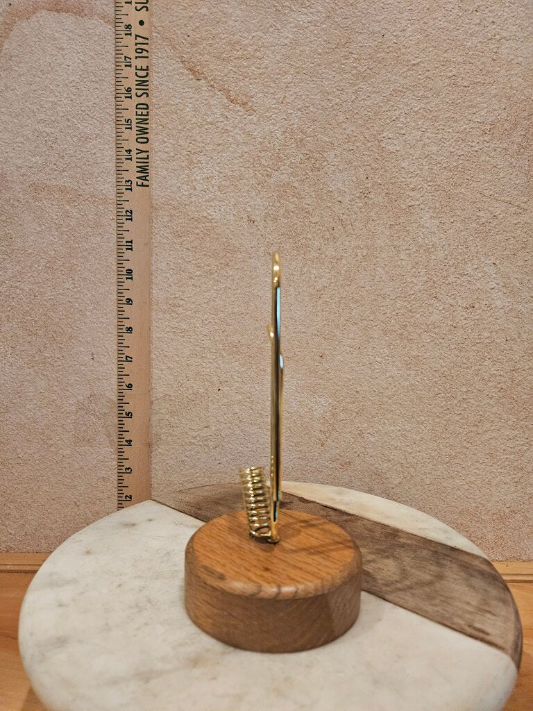 MCM Walnut Pen Holder Brass Paperclip Note Holder Mid Century Office Quality Heirloom Wood Gold Paper Clip Pen Holder