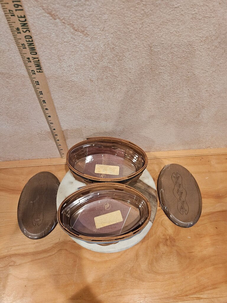 Longaberger Fall Kickoff Football basket in Rich brown with Wood Crafts lid NEW one light blue trimmed