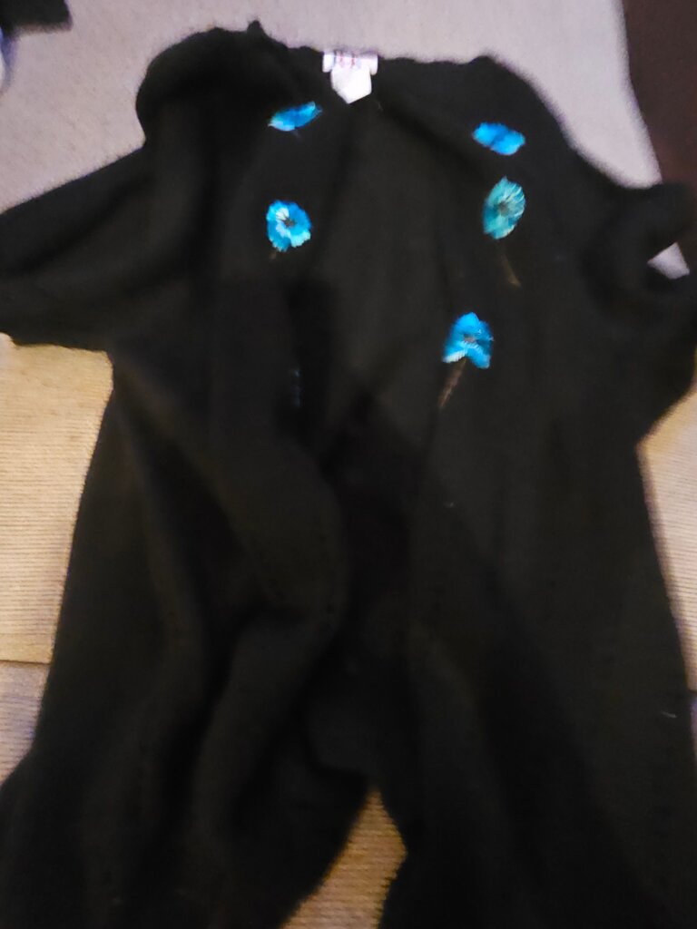 R&K Original Woman Black Sweater with Flower Embroidery