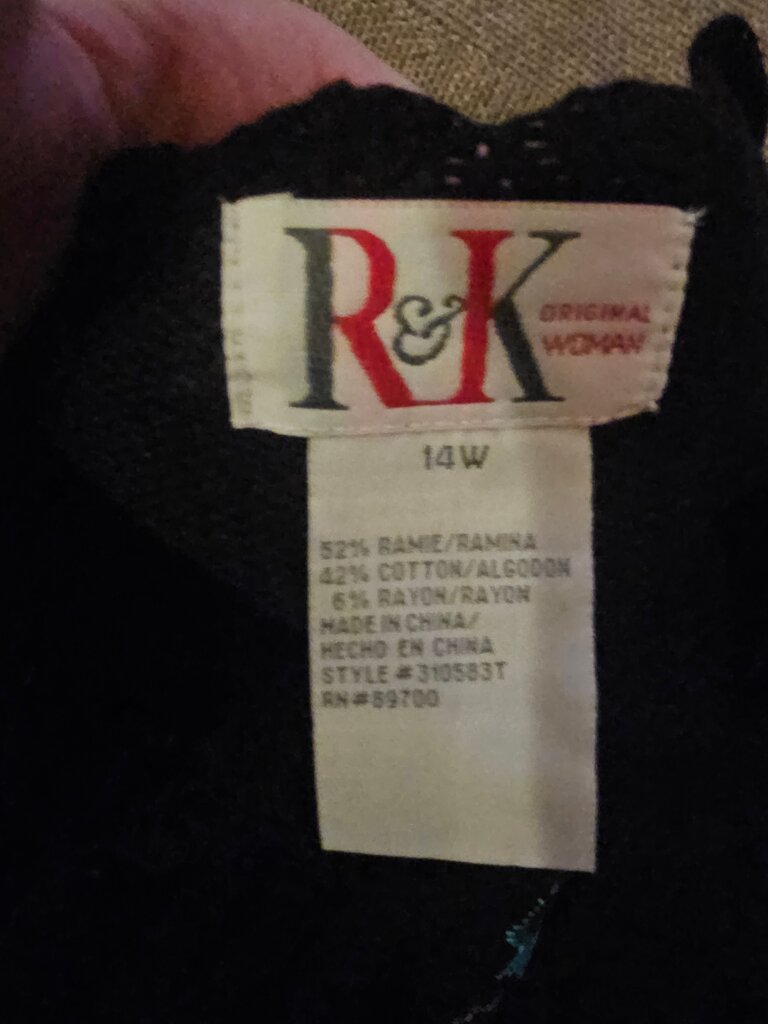 R&K Original Woman Black Sweater with Flower Embroidery
