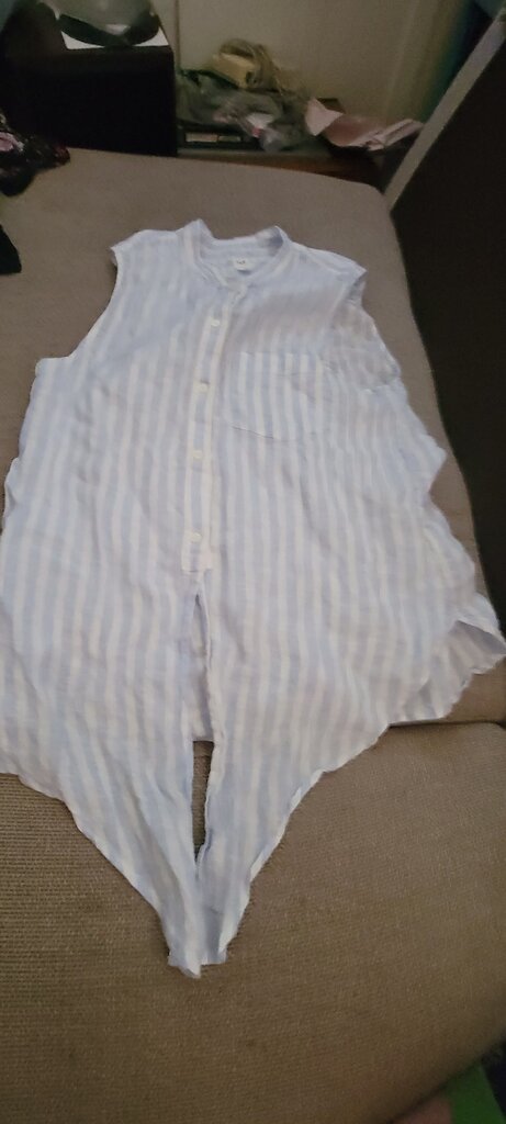 GAP Striped Sleeveless Button-Up Top