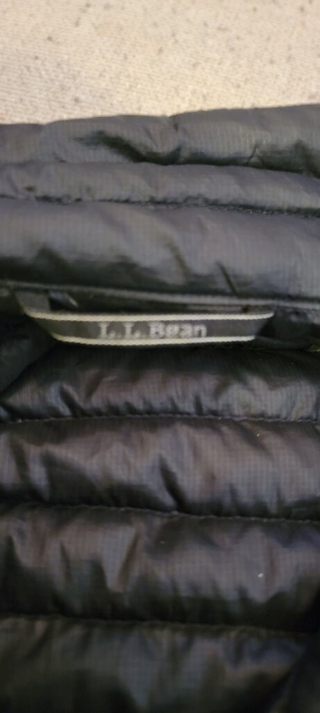 LL Bean Men's Black Puffer Jacket with Red Accents