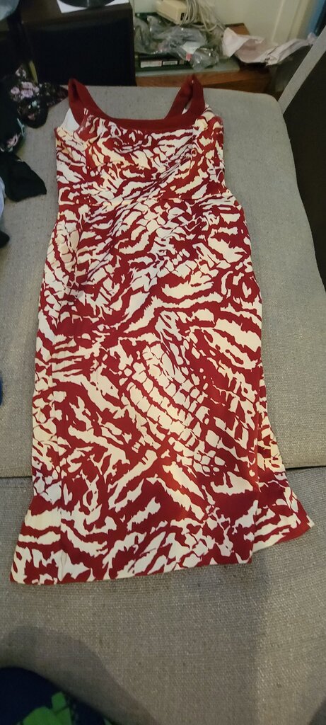 Donna Ricco Women's Red and White Patterned Dress