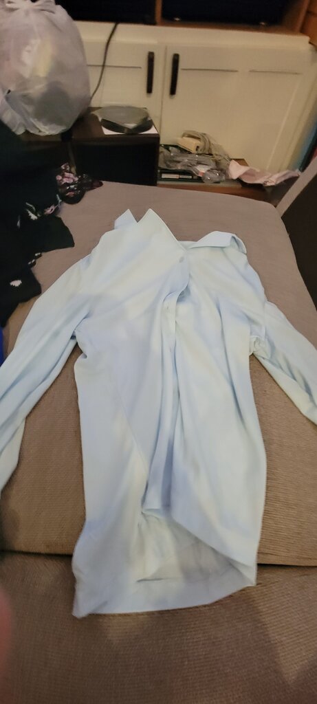 Light Blue Polyester Button-Up Shirt