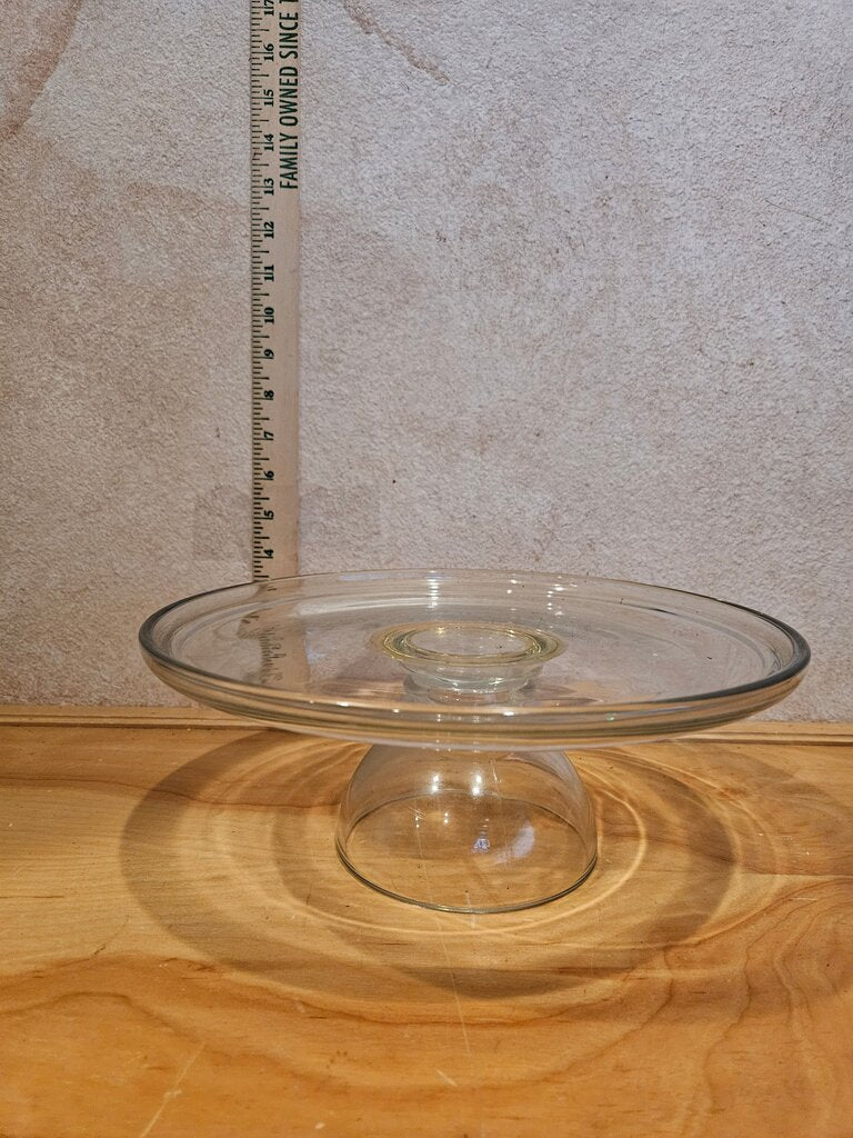 Vintage Clear Pedestal Glass Cake Stan Round riser, cloche, cookie, cake display