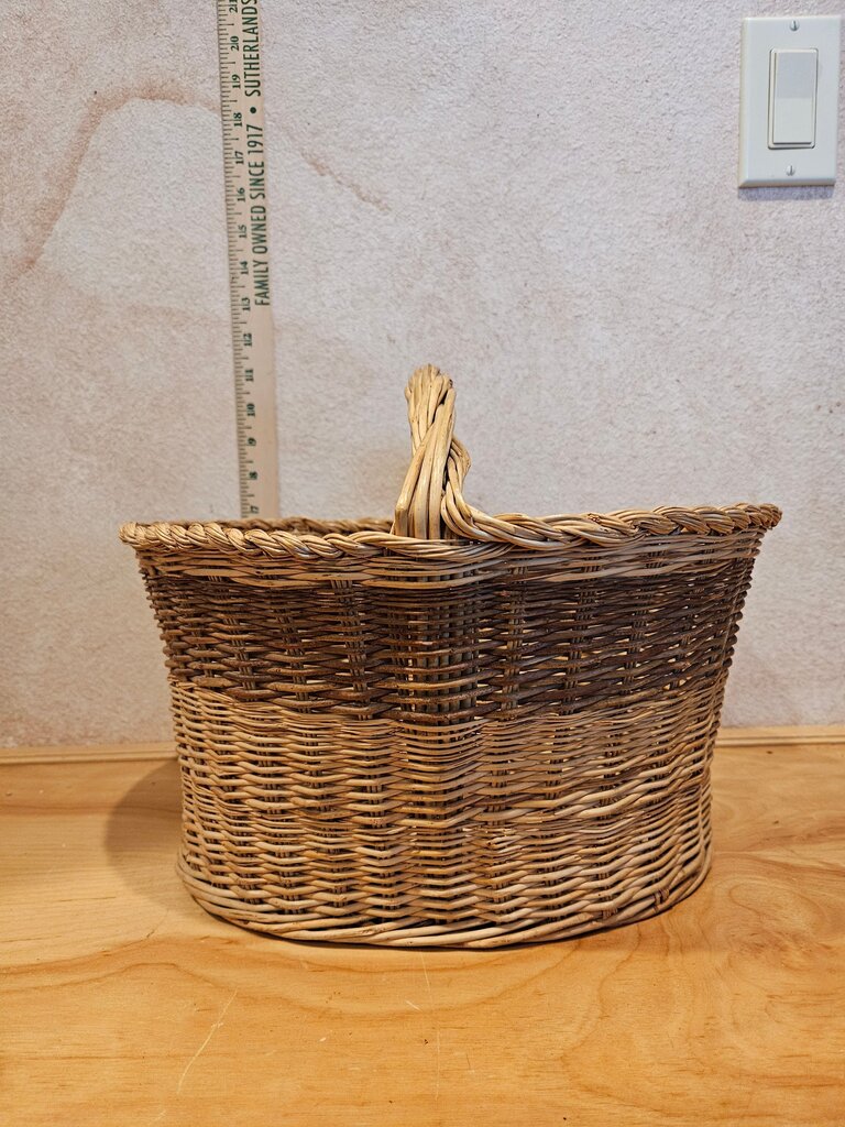 Large French Vintage Wicker Market Shopping Sewing Knitting Storage Basket w handle