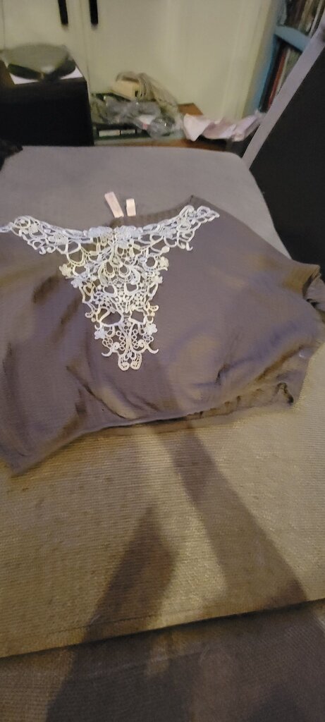 Women's Grey Top with Lace Detail