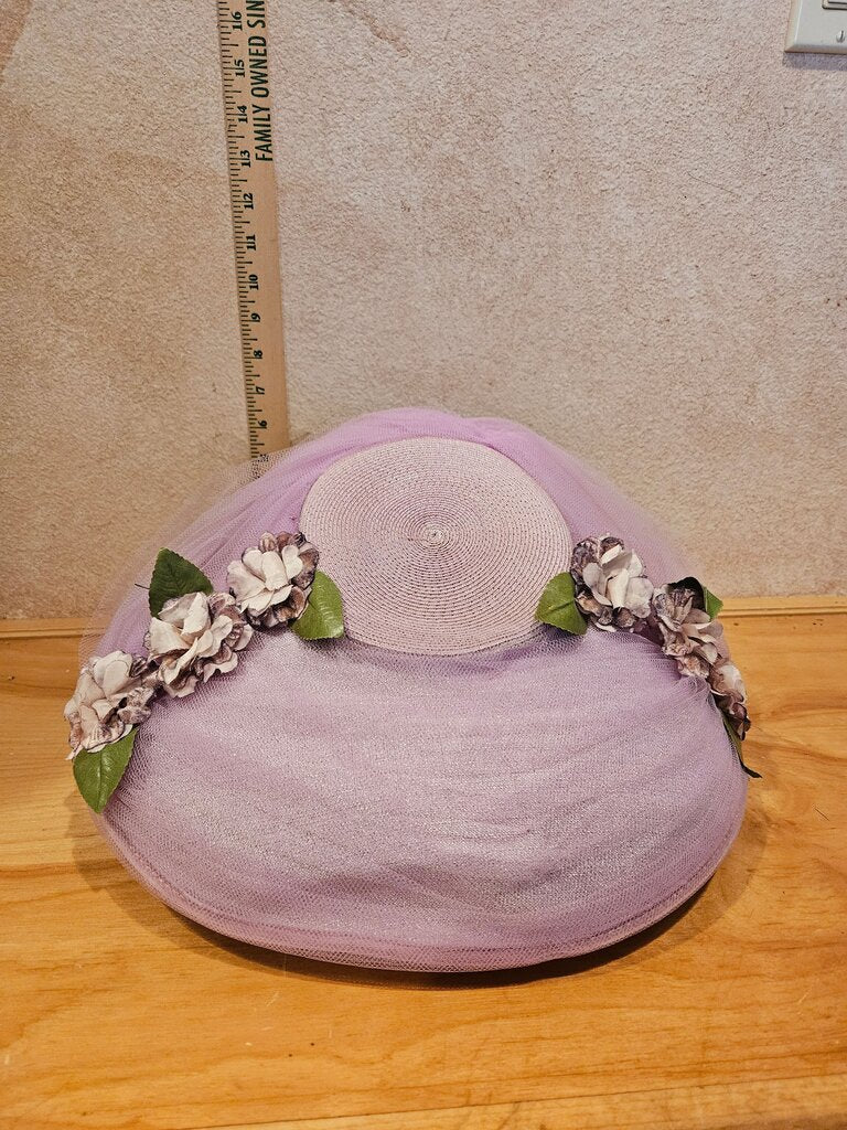 Vintage Purple Floral Accent Hat