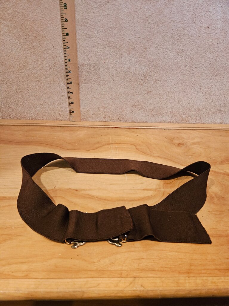 Brown Elastic Belt with Butterfly Brooch