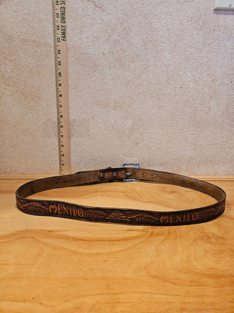 Leather Tooled Mexican Belt