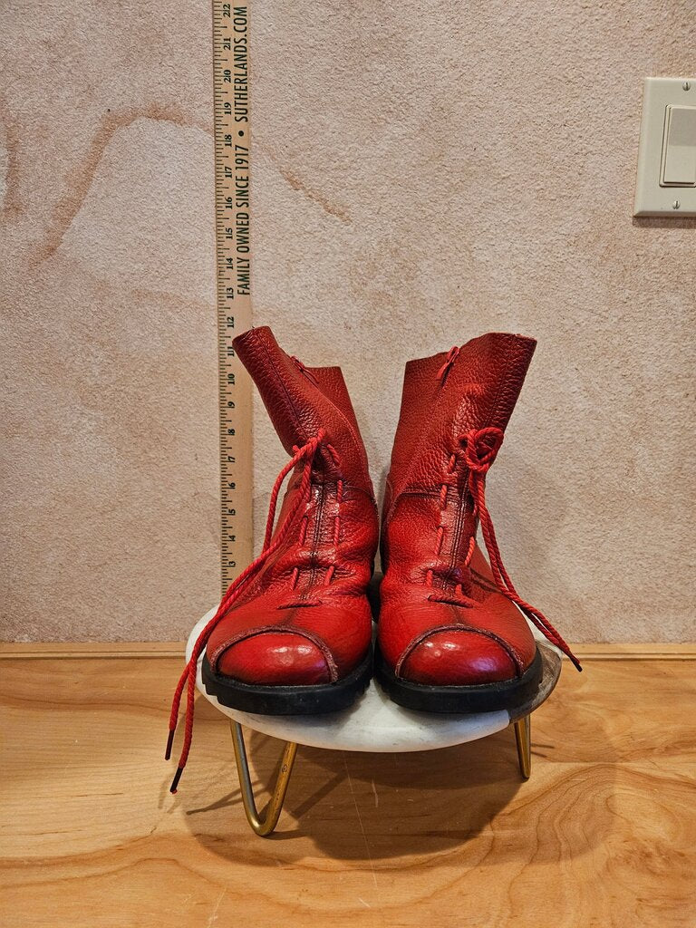 Red Leather Ankle Boots