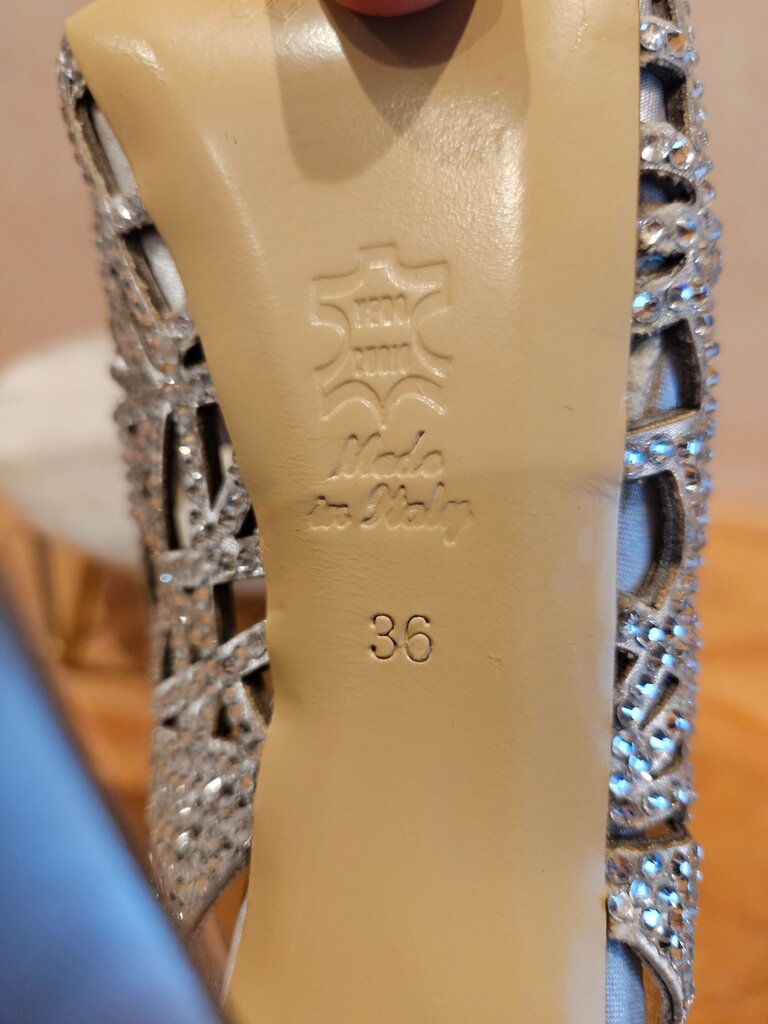 Franco Sarto Silver Heels with Rhinestones