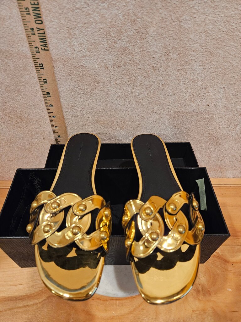 Rebecca Minkoff Gold Chain Flat Sandals
