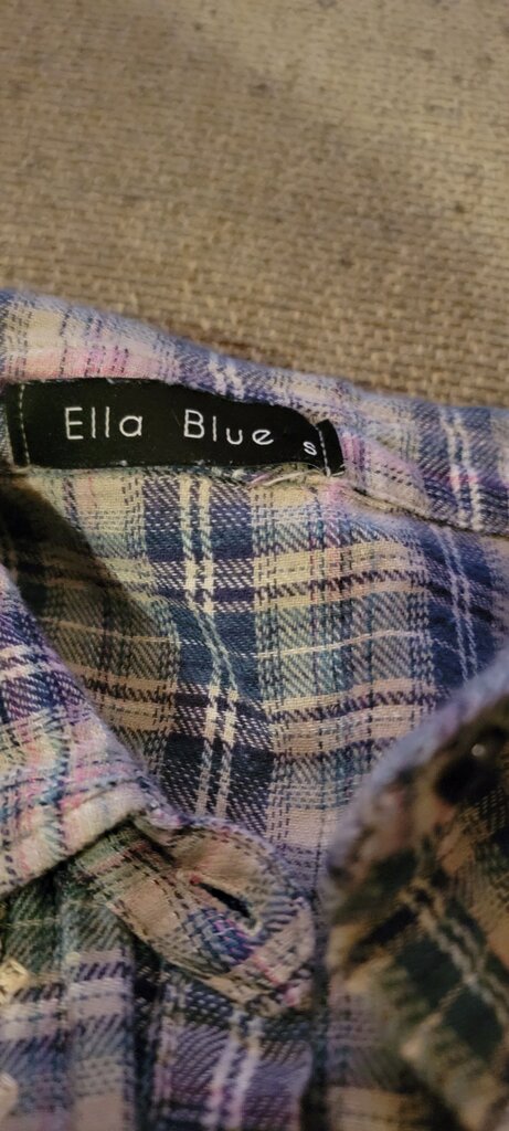 Ella Blue Floral Embroidered Plaid Shirt