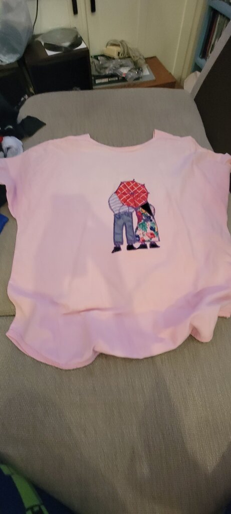 Pink Graphic Tee with Umbrella Design